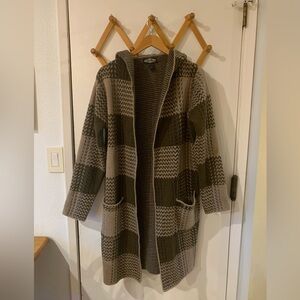 NWOT Oliver.o Open Front Hooded Long Cardigan Sweater, Size L